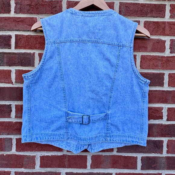 Vintage Sasson Denim Vest Womens Large Blue Western Cowboy Core Grunge - Picture 3 of 8